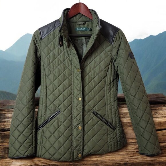 Lauren Ralph Lauren Jackets & Blazers - Lauren by Ralph Lauren Quilted Jacket - Faux Leather Trim - Beautiful!  Size XS